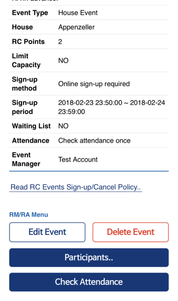 Admin User - Event Details